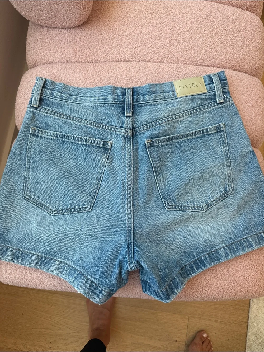 pistola Light Blue High-Rise Denim Cutoff Shorts